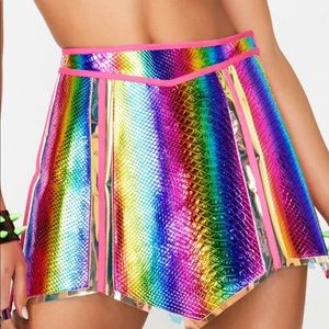 Dolls Kill Prismatic Empress Hologram Skirt